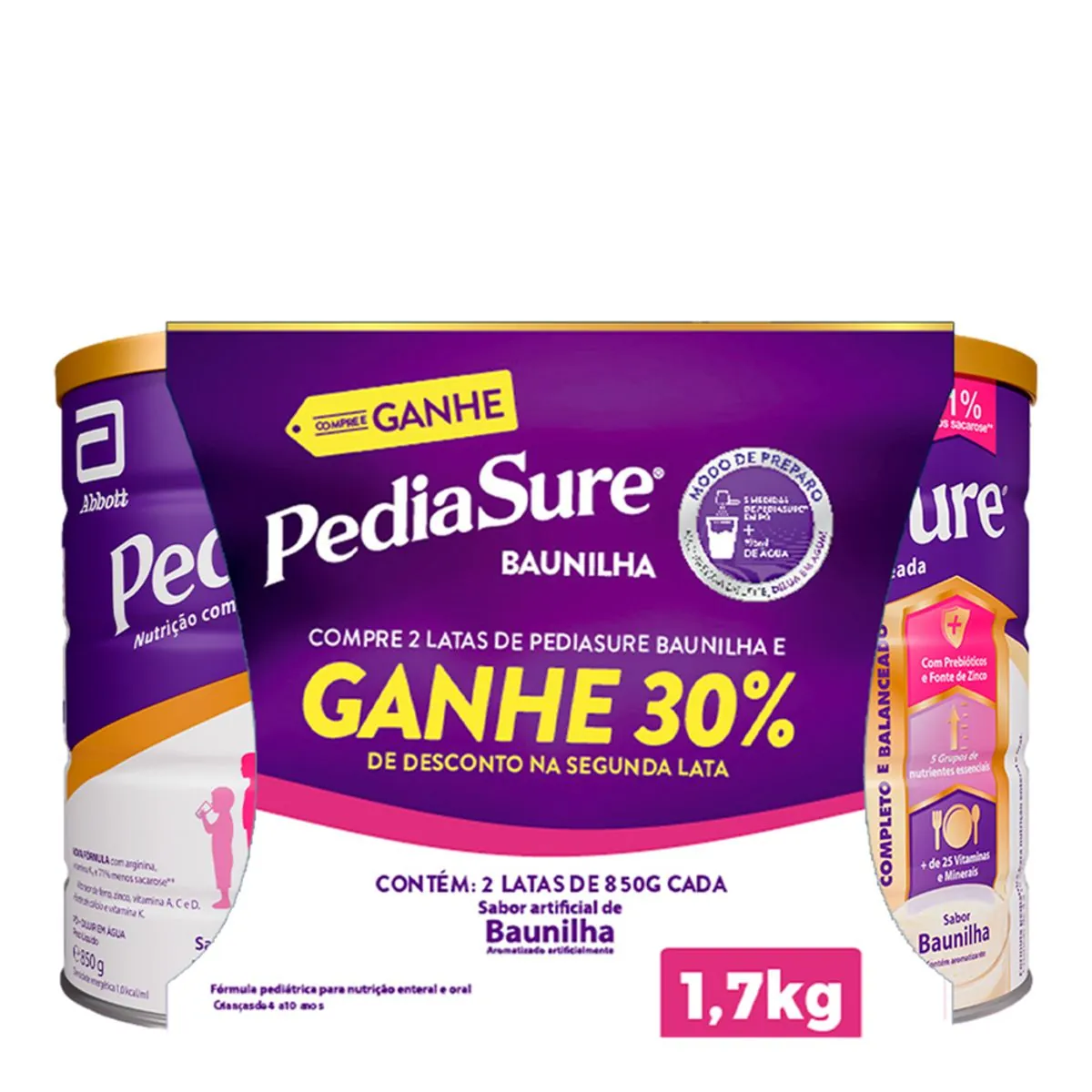 Fórmula Pediátrica Pediasure Baunilha 2 Unidades de 850g