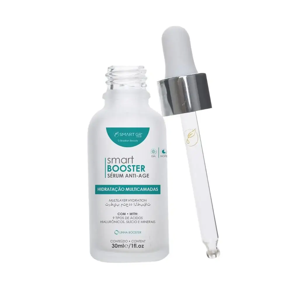 Sérum Smart Booster - 9 Tipos de Ácido Hialurônico Silício e minerais - 30 ml