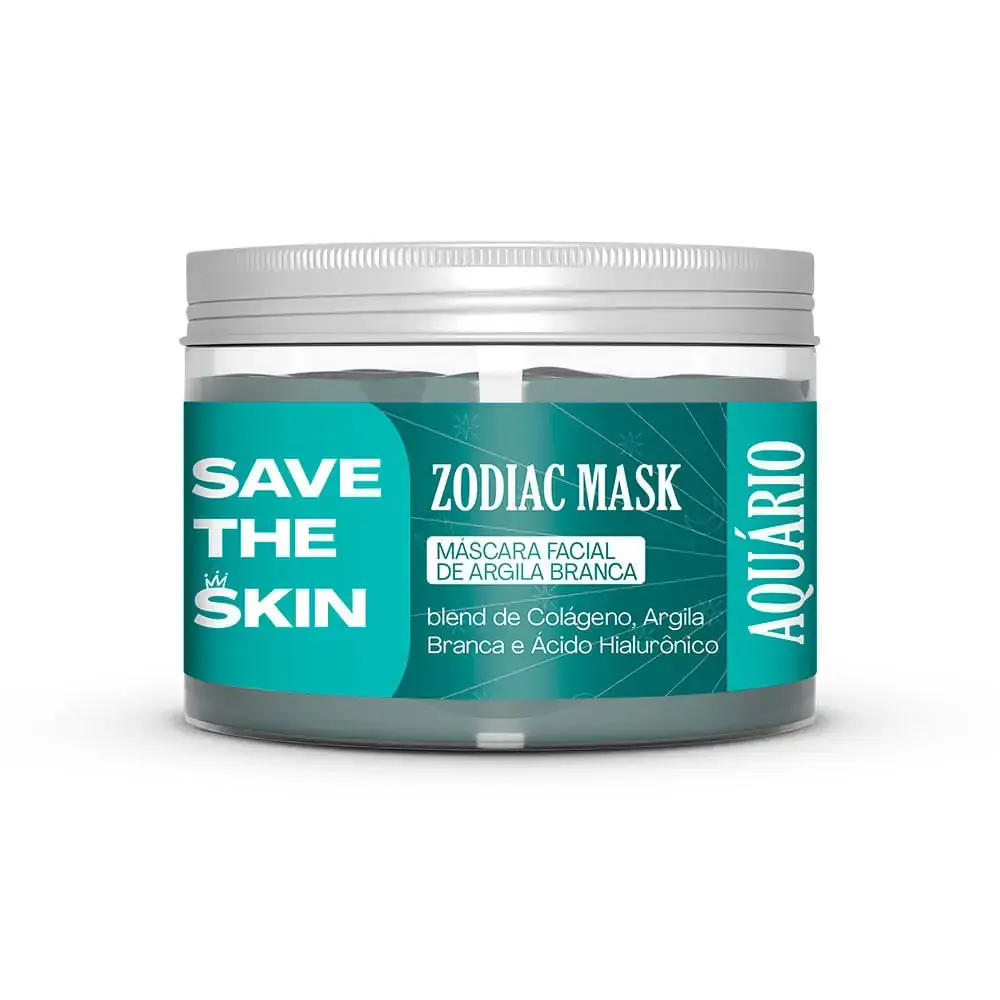 Máscara Facial Zodíaco Argila Branca Aquário - Save The Skin - Máscara Facial Zodíaco Argila Branca