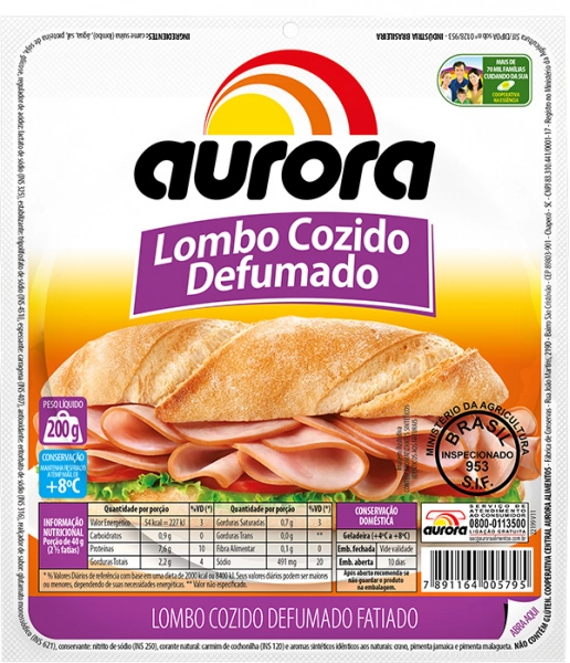 Lombo Cozido Fatiado Aurora 200g