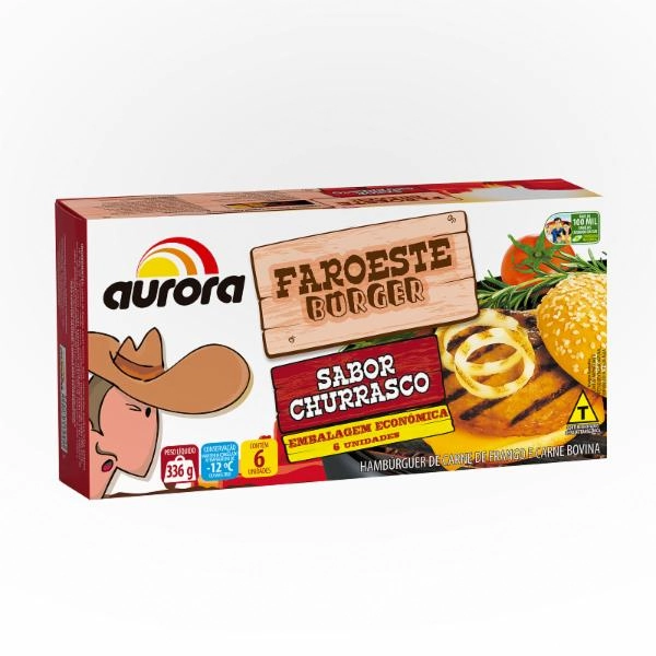 Hambúrguer Bovino Churrasco Aurora Faroeste Caixa 336G