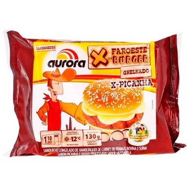 Sanduíche Congelado X-Picanha Grelhado Aurora Faroeste Burguer Pacote 130g