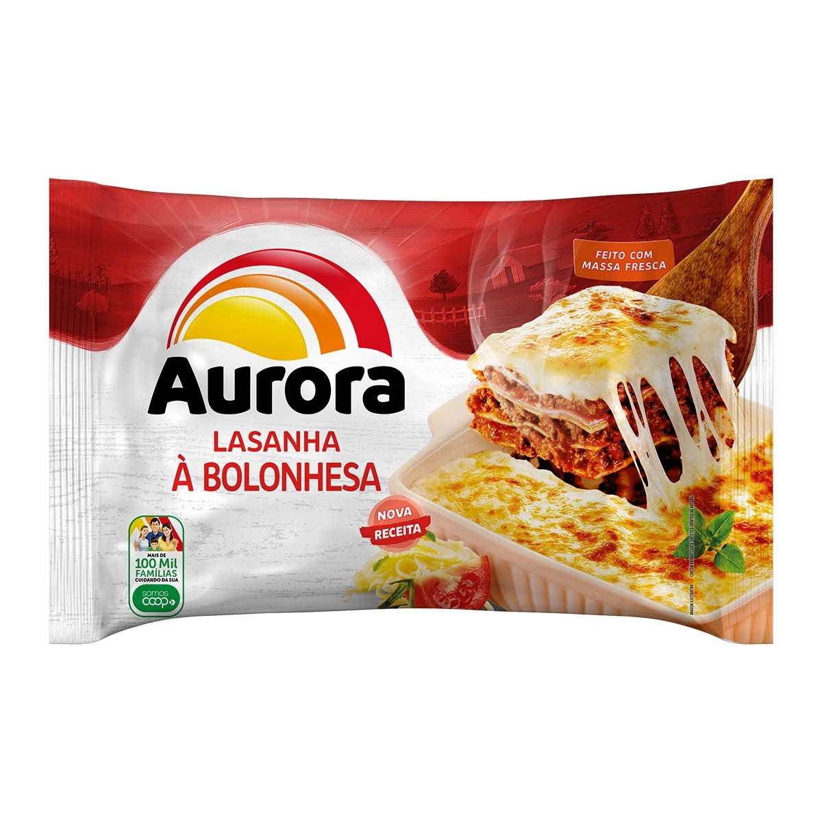 Lasanha com Molho á Bolonhesa com Cobertura de Molho Branco e Queijo AURORA 600g