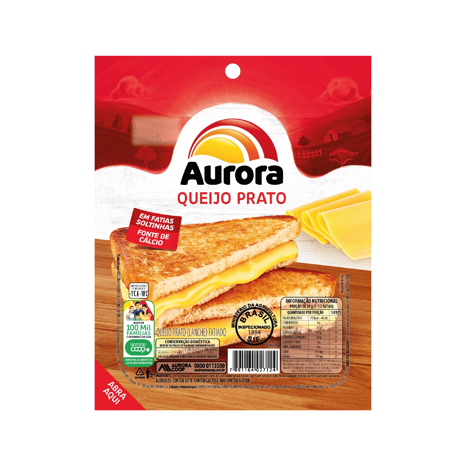 Queijo Prato Aurora Fatiado
