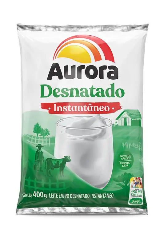 Leite Po Aurora Sch 400g Desnatado Instantaneo