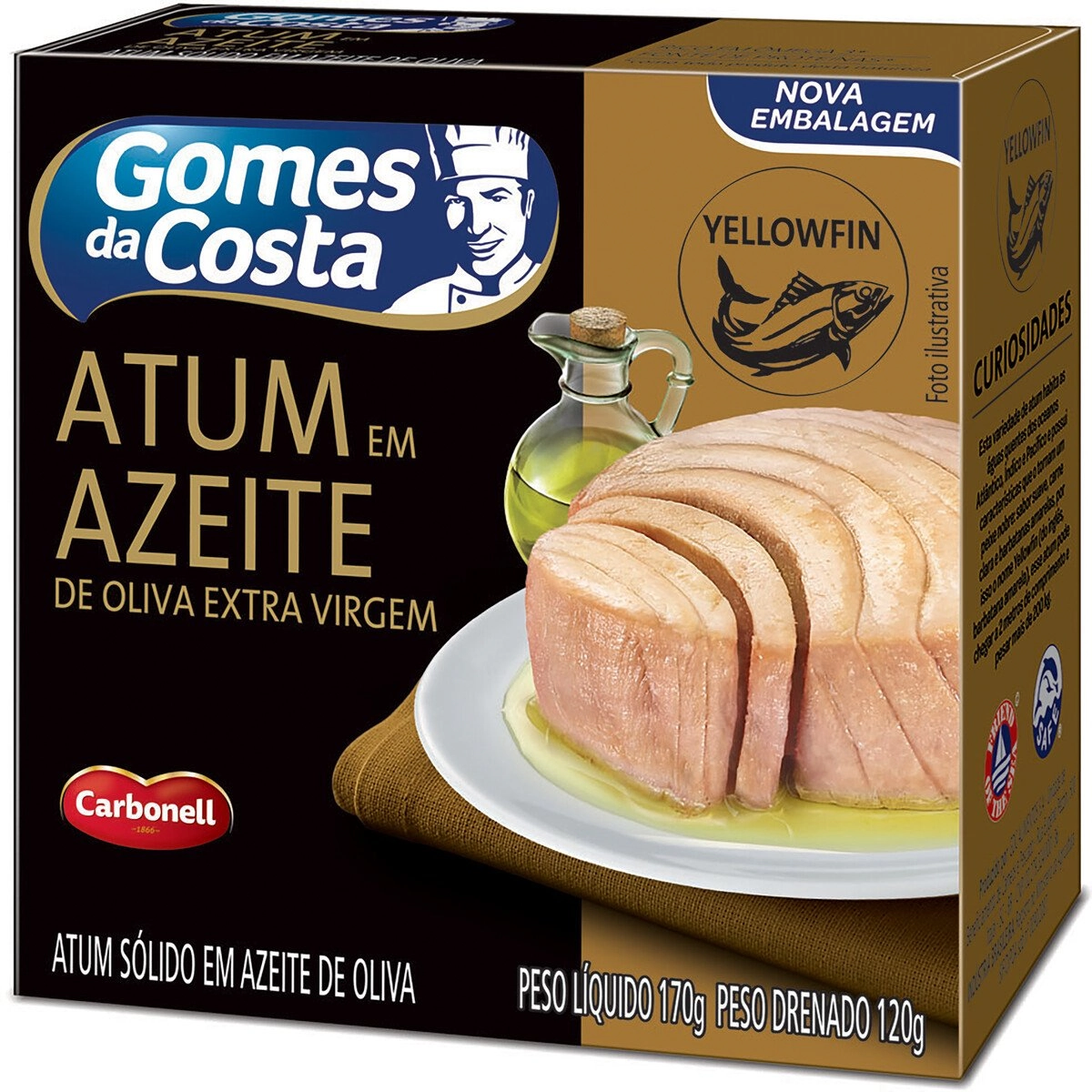 Atum Sólido em Azeite de Oliva Gomes da Costa Caixa 120g