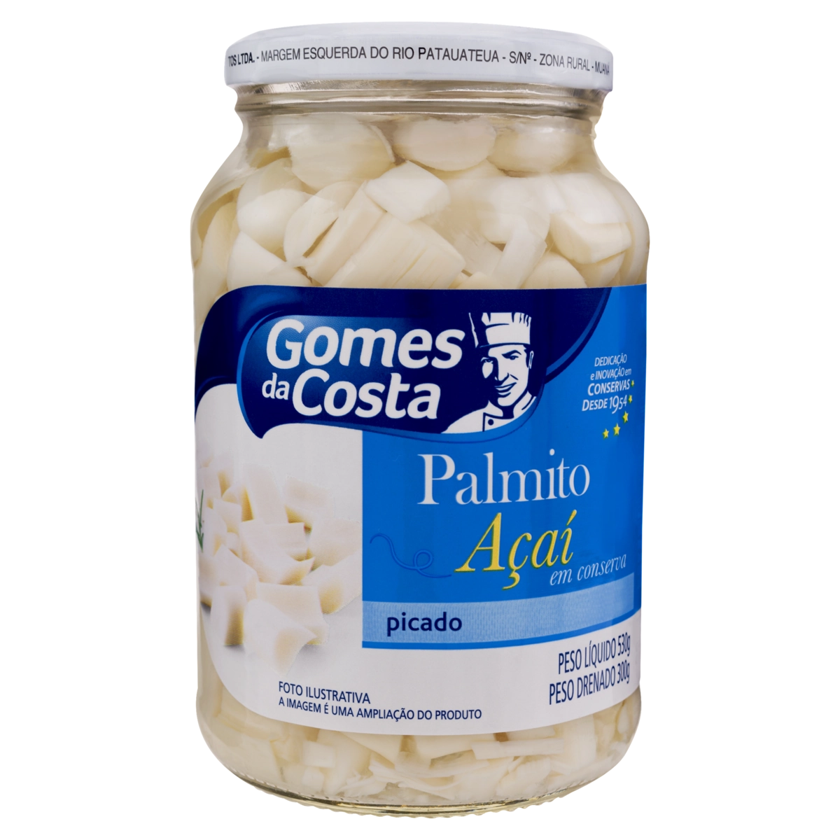 Palmito Açaí Em Conserva Picado Gomes Da Costa Vidro 300g