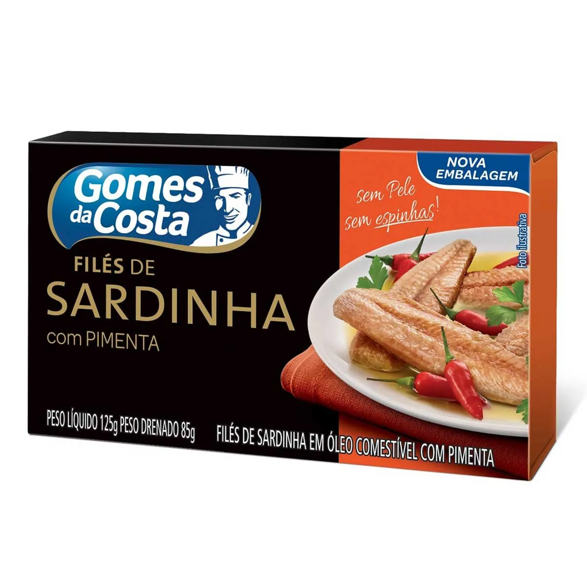 Filé de Sardinha com Óleo com Pimenta Gomes da Costa Caixa 85g