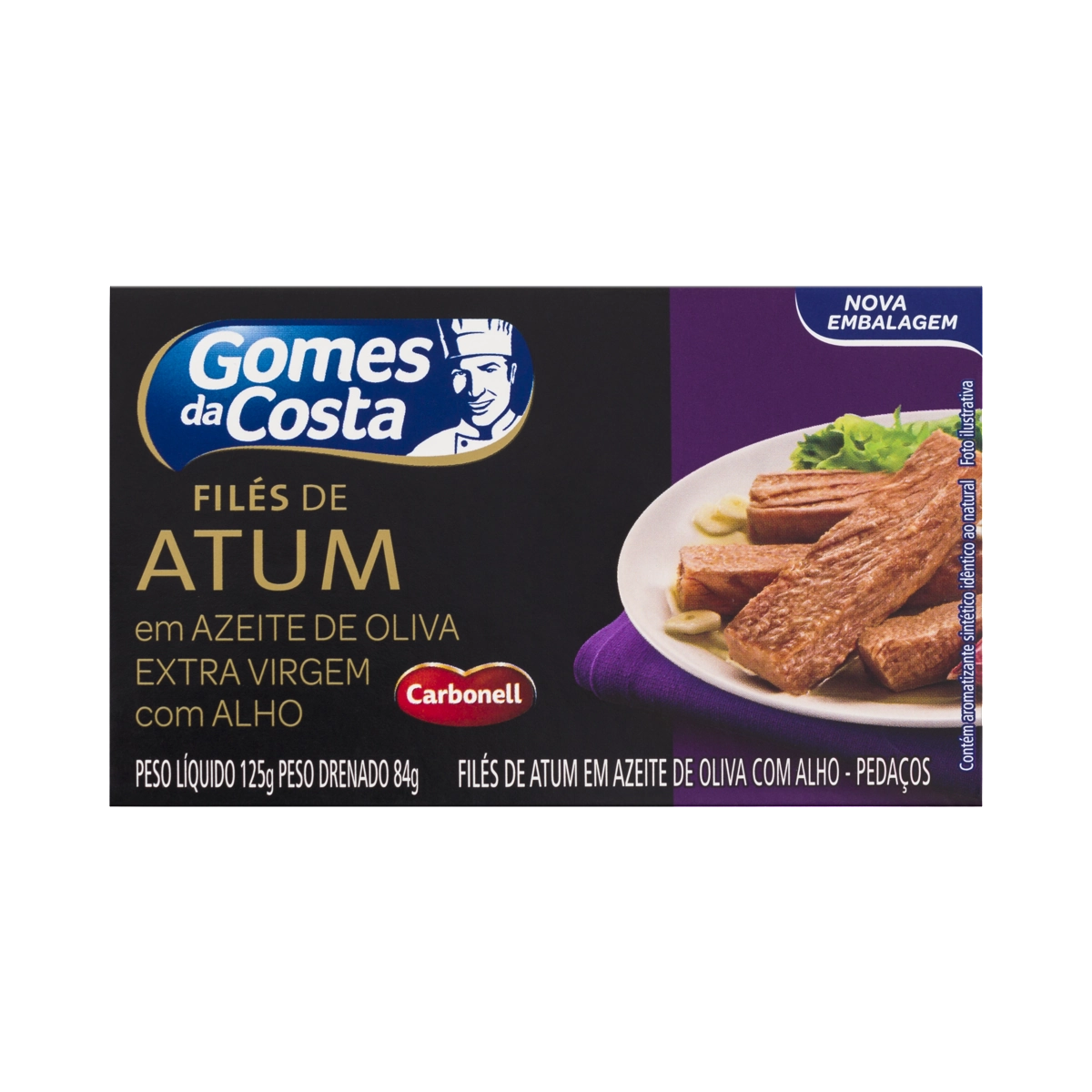 Filé de Atum em Azeite de Oliva com Alho Gomes da Costa Caixa 84g