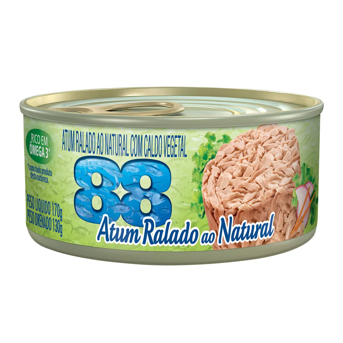 Atum Ralado Ao Natural Com Caldo Vegetal 88 Lata 130g