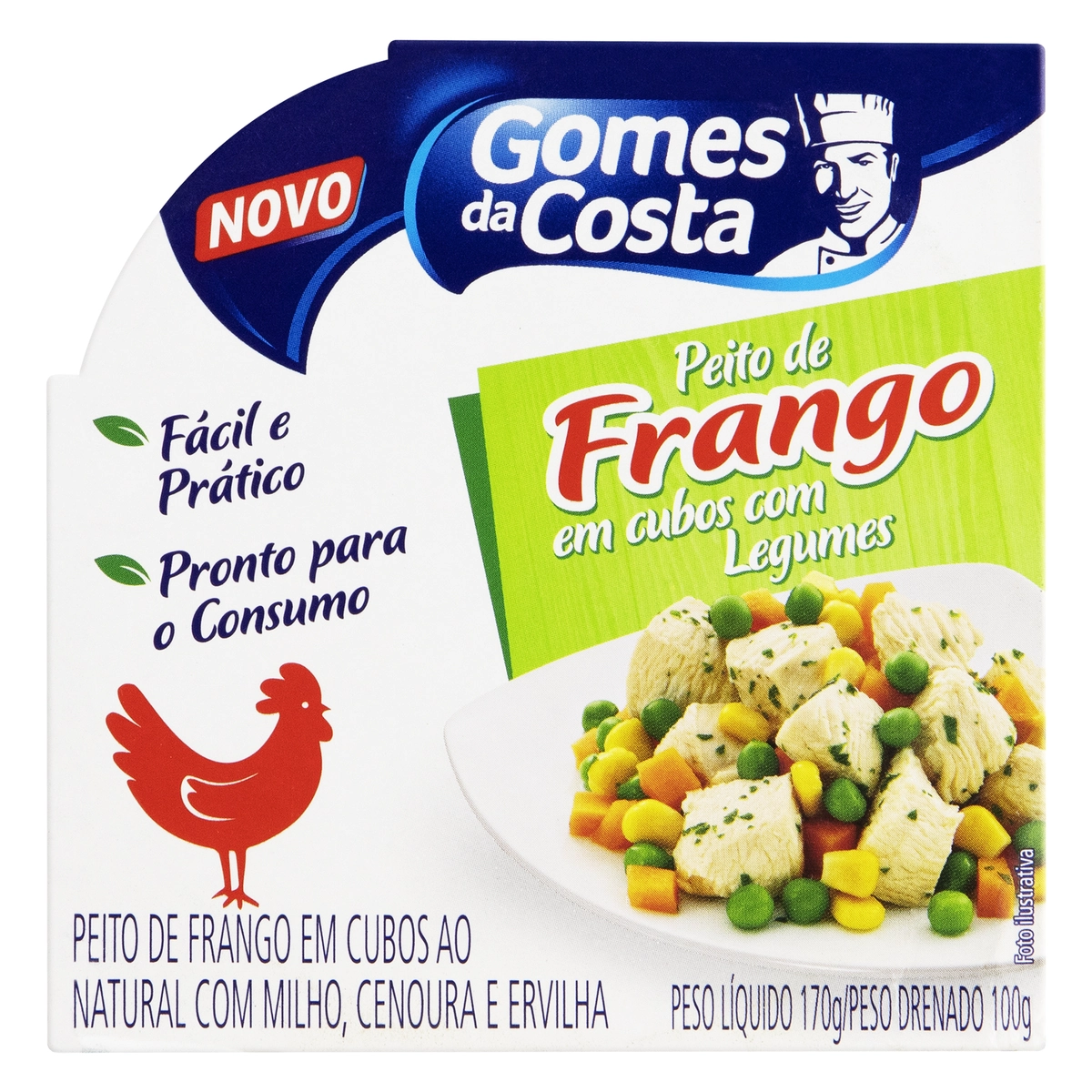 Peito De Frango Ao Natural Com Legumes Em Cubos Gomes Da Costa Lata 100g