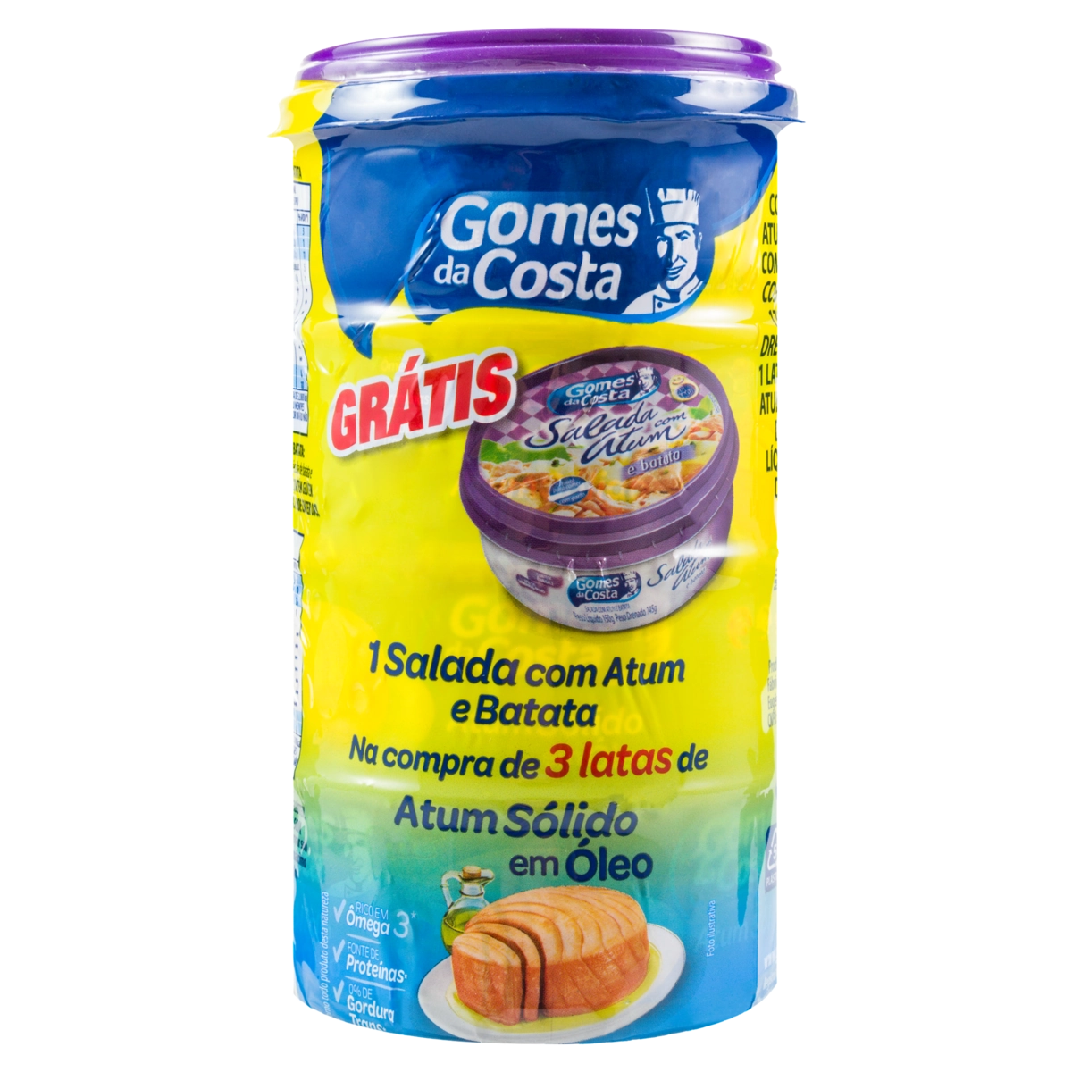 Kit 3 Atum Sólido Em óleo Gomes Da Costa 120g Cada Grátis Salada Com Atum E Batata 145g