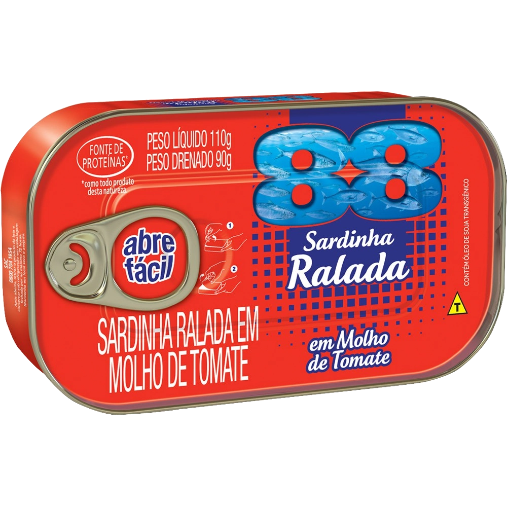 Sardinha Ralada Ao Molho De Tomate 88 Lata 90g