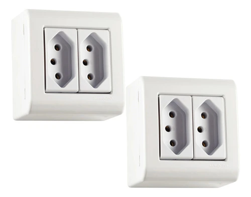 Kit 2 Tomada Dupla 10a 250v Tramontina Lizflex Branca Branco