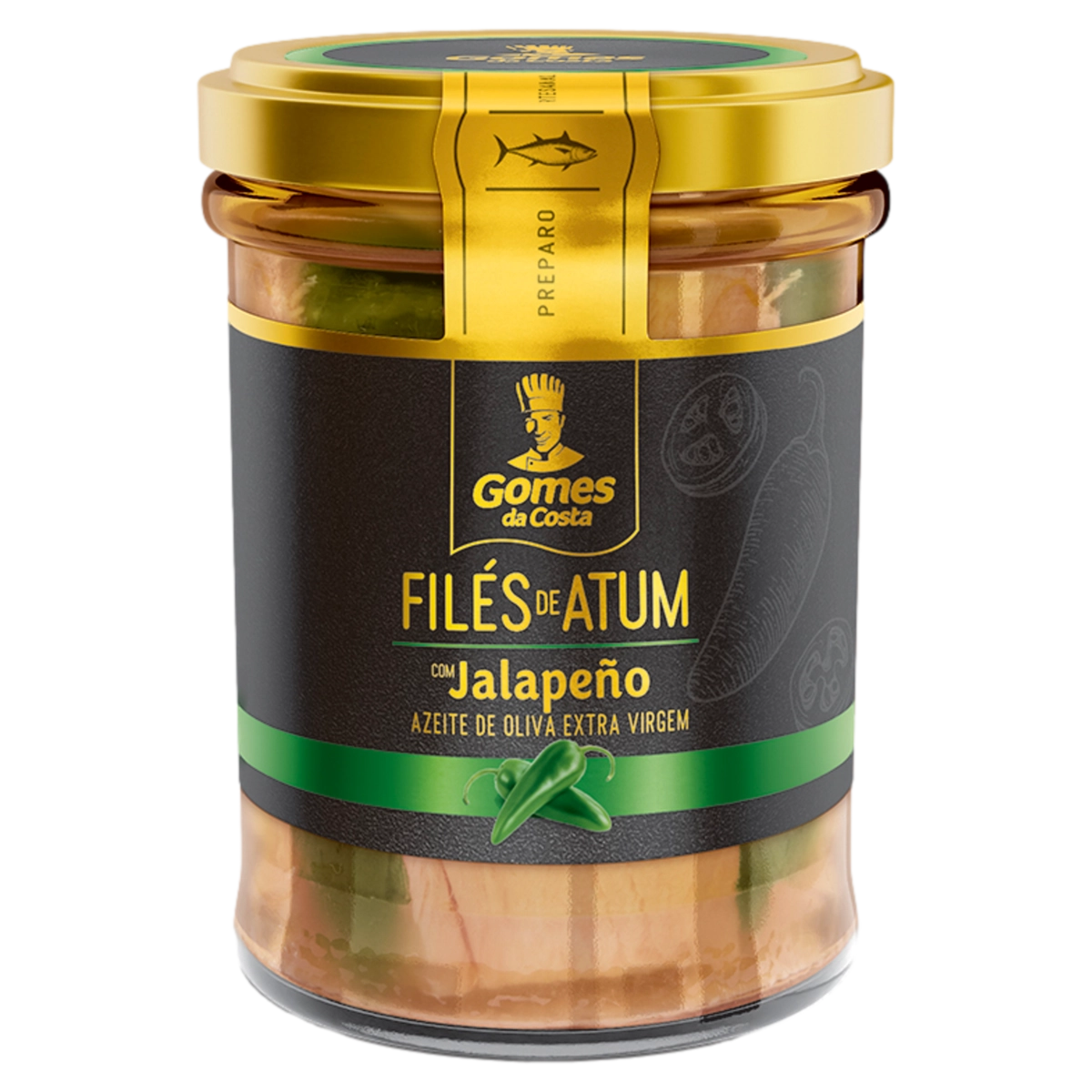 Filé De Atum Em Pedaços Em Azeite De Oliva Com Jalapeño Gomes Da Costa Vidro 130g