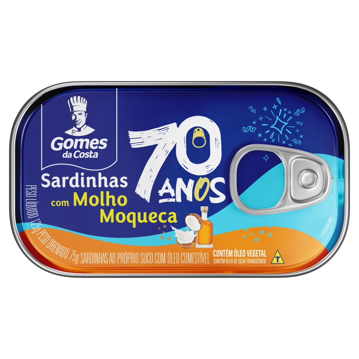 Sardinha Com Molho Moqueca Gomes Da Costa Lata 75g Edição Especial 70 Anos
