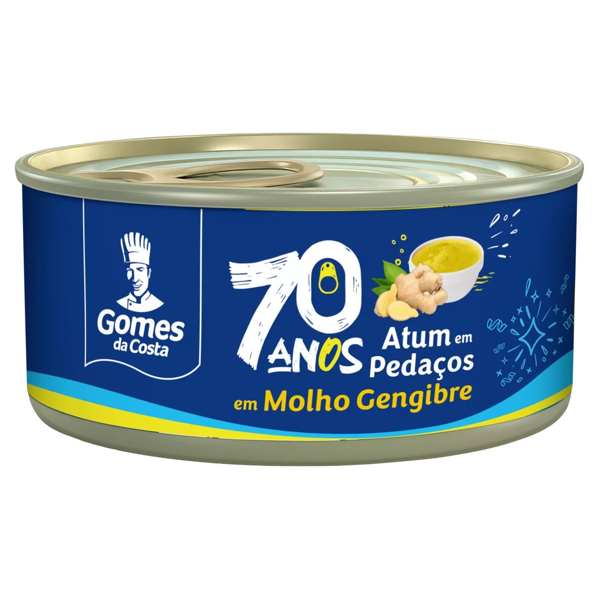 Atum Em Pedaços Ao Molho De Gengibre Gomes Da Costa Lata 140g Edição Especial 70 Anos