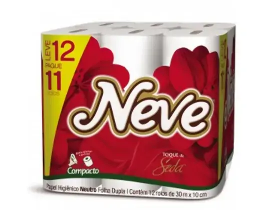 Papel Higiênico Neve Folha Dupla Neutro 12unidade X 30mt