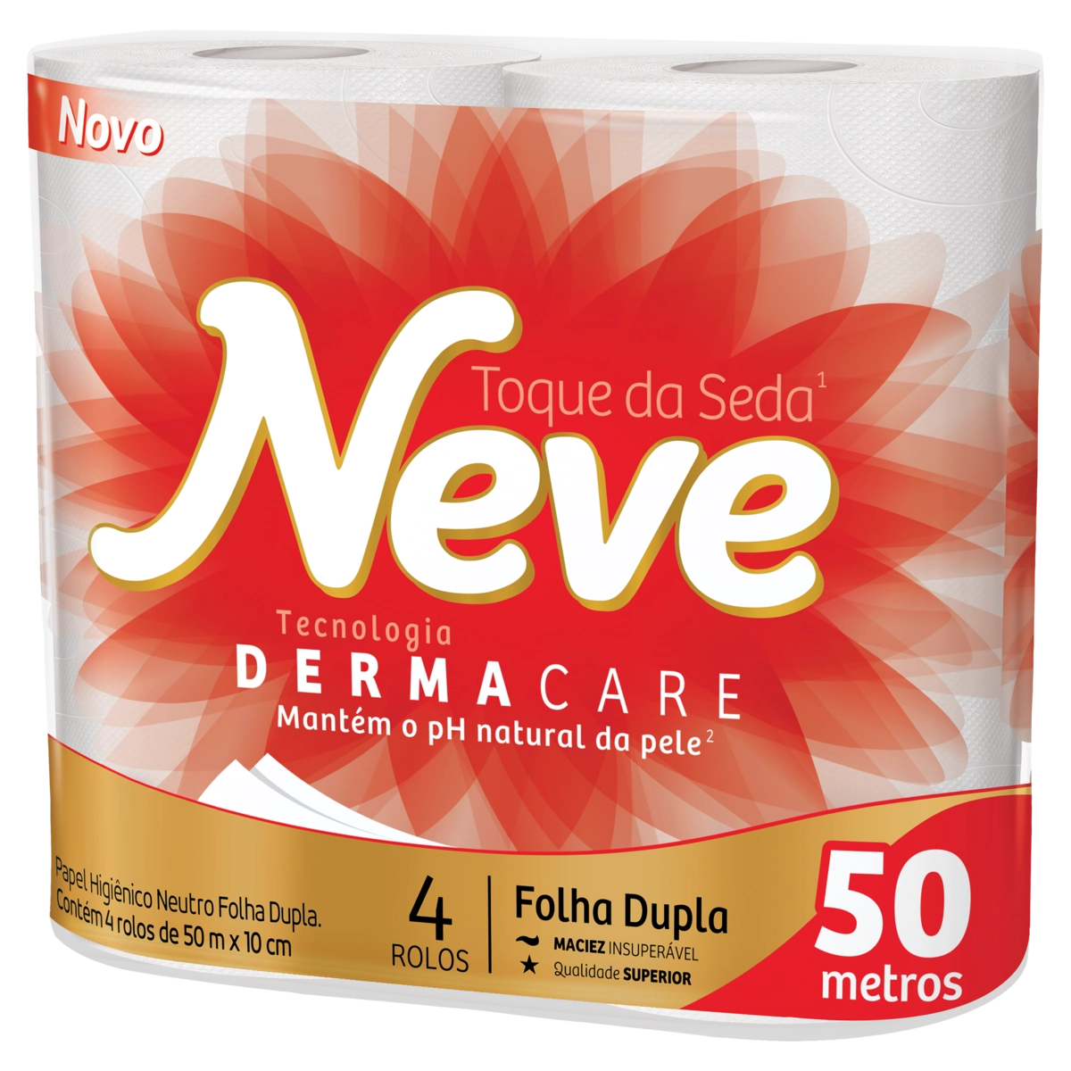 Papel Higiênico Folha Dupla Neutro Neve Toque Da Seda 50m Pacote 4 Unidades
