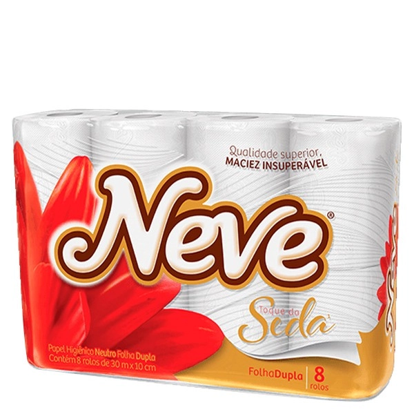 Papel Higiênico Folha Dupla Neutro Neve Toque Da Seda 30m Pacote 8 Unidades