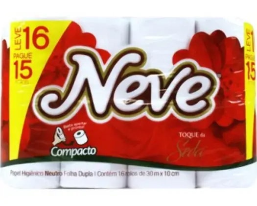 Papel Higiênico Neve Folha Dupla Neutro 16unidade X 30mt