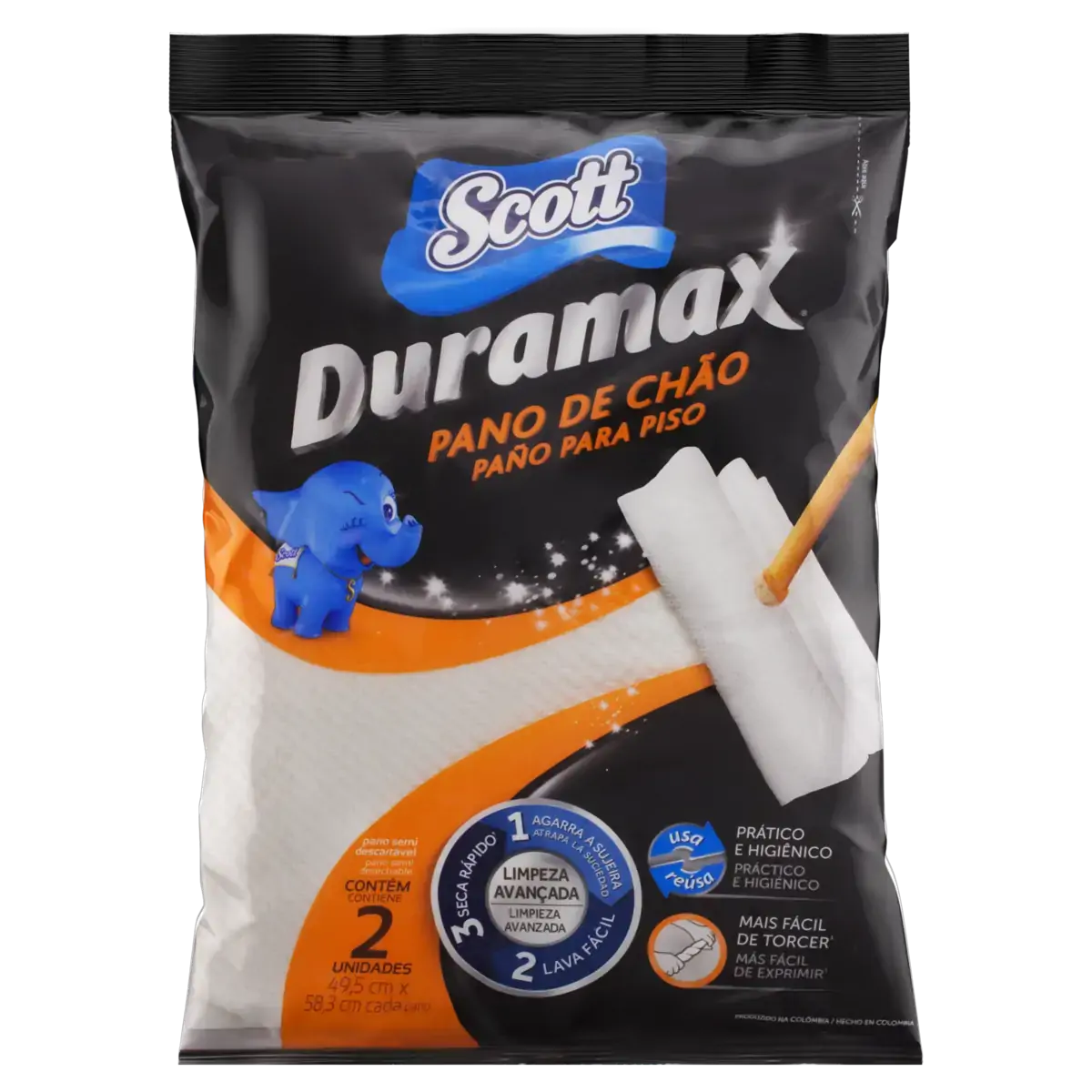 Pano De Chão Scott Duramax 49,5cm X 58,3cm 2 Unidades