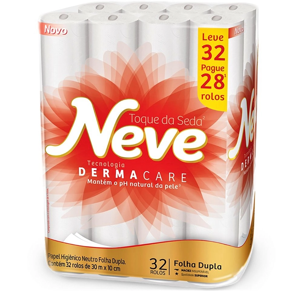 Papel Higiênico Folha Dupla Neutro Neve Toque Da Seda 30m Pacote Leve 32 Pague 28 Unidades
