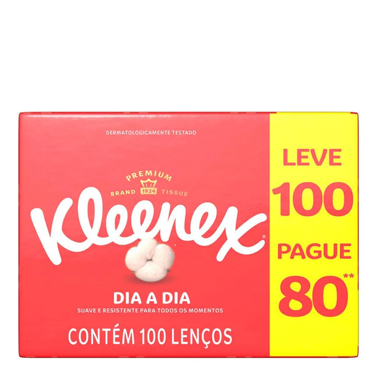 Lenço de Papel Folha Dupla Suave Kleenex Dia a Dia Kids Leve 100 Pague 80 Unidades