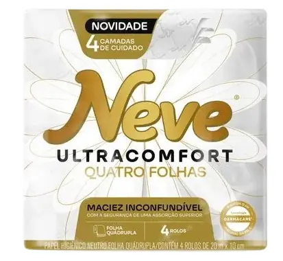 Papel Higiênico Folha Quadrupla Neutro Neve Ultracomfort 20m Pacote 4 Unidades