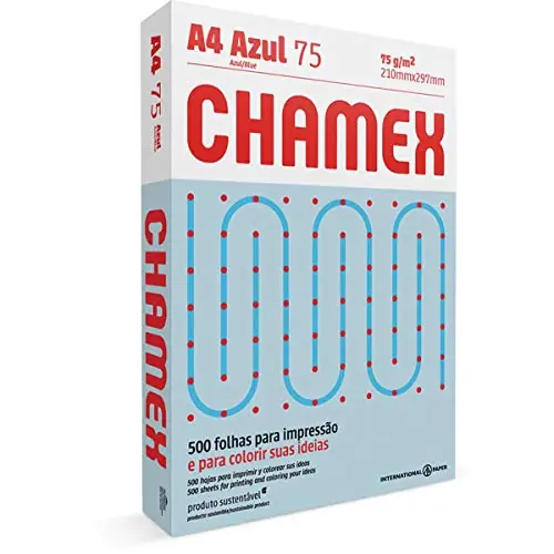 Papel Chamex Color Azul 210x297 1x500unidade