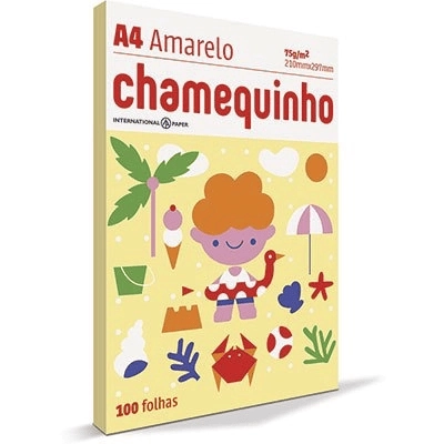 Papel Sulfite Amarelo Chamequinho A4 100 Folhas