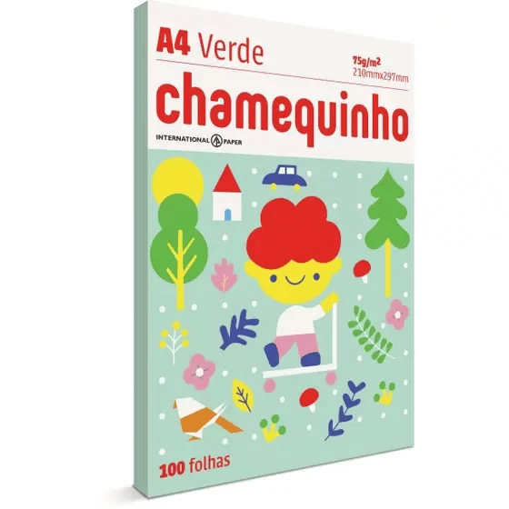 Papel Sulfite Verde Chamequinho A4 100 Folhas