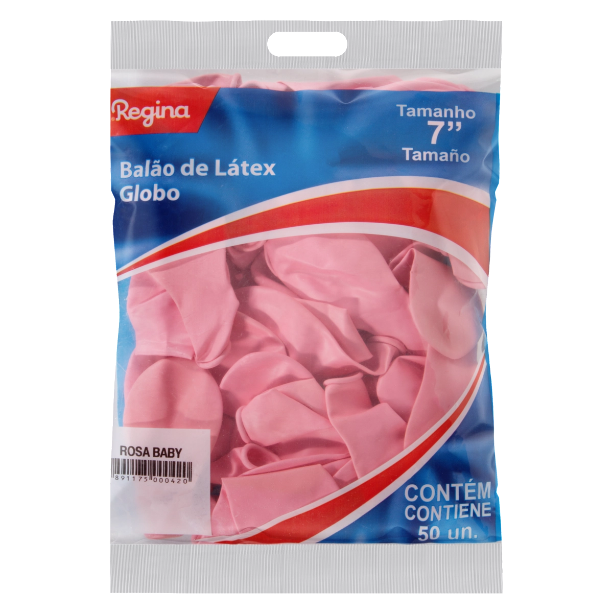 Balão Globo Rosa Baby Látex Regina 7 Pacote 50 Unidades