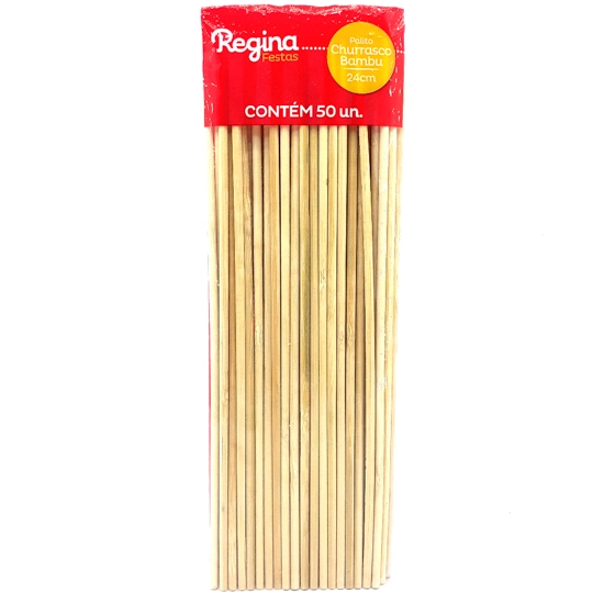 Palito Para Churrasquinho Bambu 25cm 50 Unidades Regina Festas