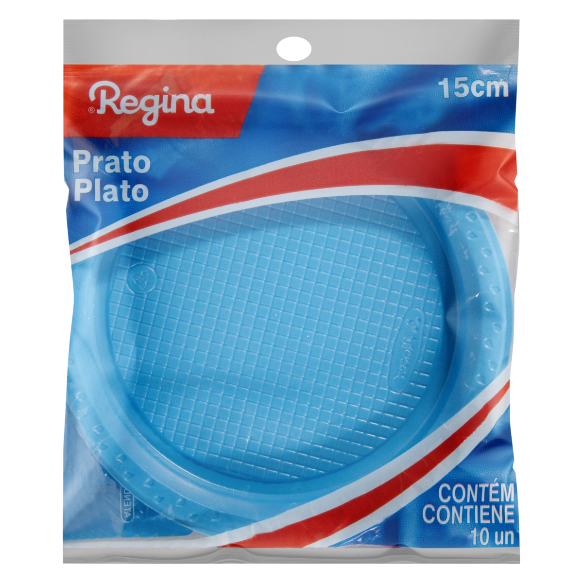 Prato Plástico Descartável Raso Azul Regina 15cm 10 Unidades