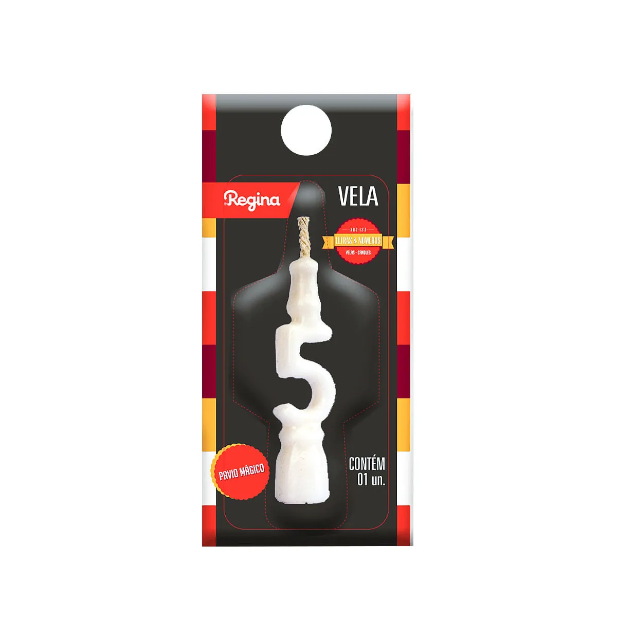 Vela para Bolo de Aniversário Nº5 Branca Regina