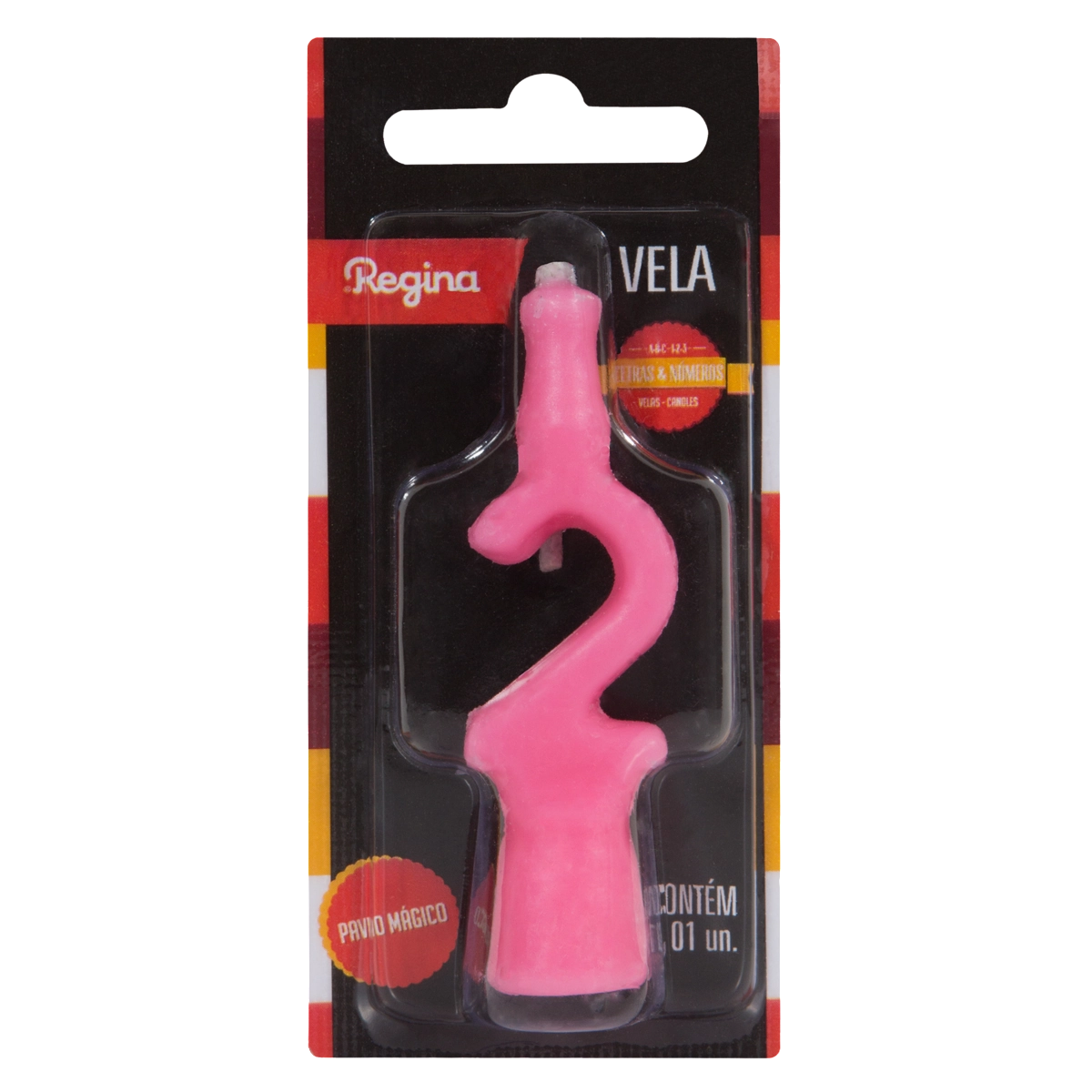 Vela De Aniversário Rosa N 2 Regina Cartela