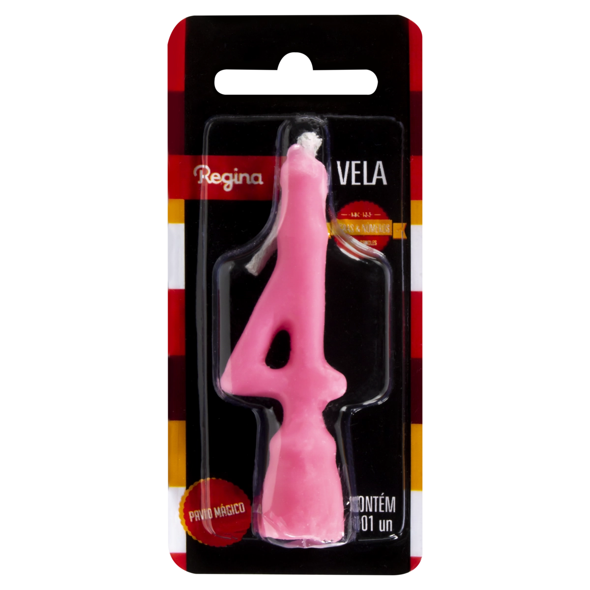 Vela De Aniversário Rosa N 4 Regina Cartela