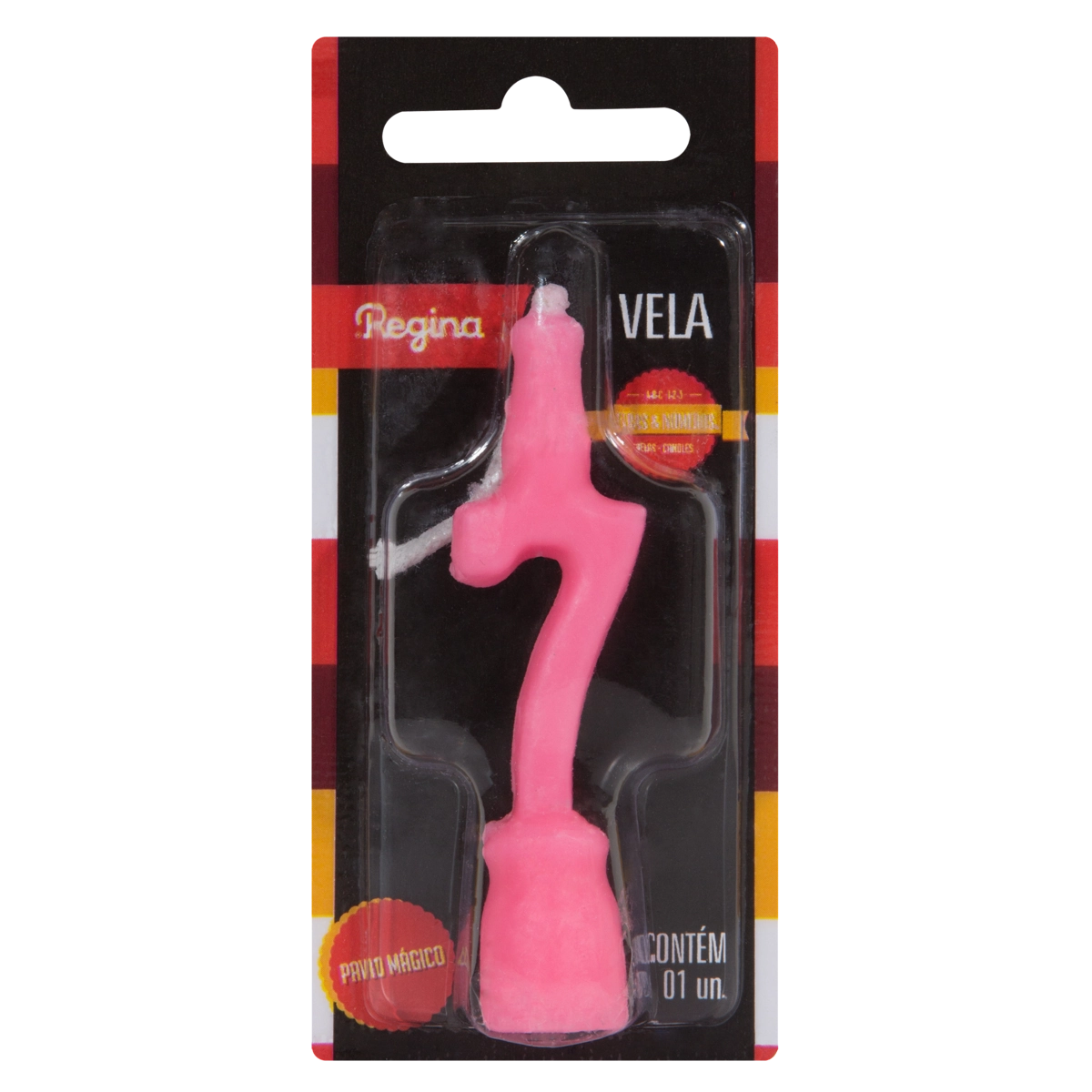 Vela De Aniversário Rosa N 7 Regina Cartela