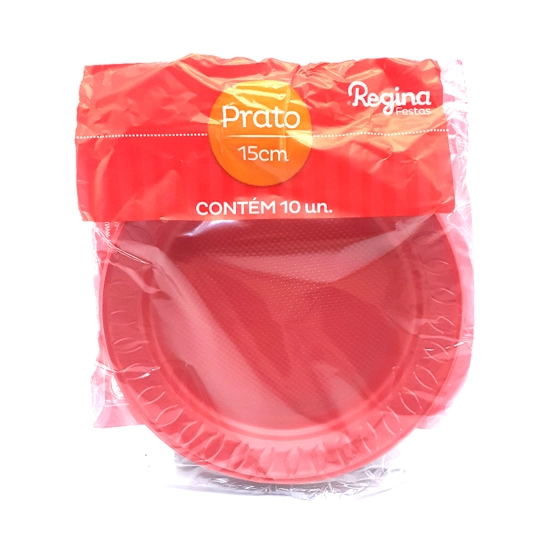 Prato De Plástico 15cm Vermelho Com 10 Unidades Regina Festas