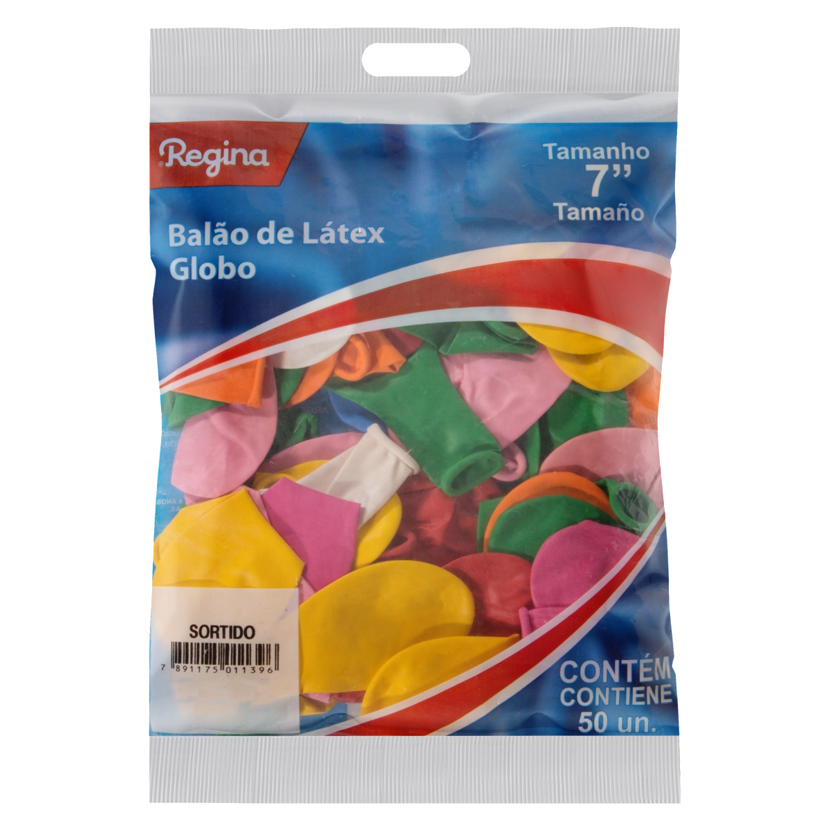 Balão De Látex Globo Sortido Regina 7 Pacote 50 Unidades