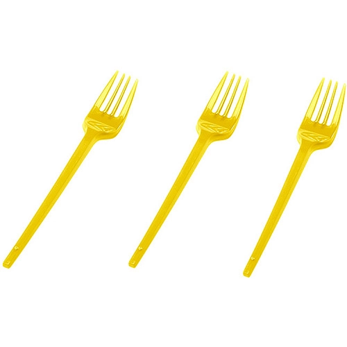 Garfo De Plástico Amarelo Com 10 Unidades Regina Festas