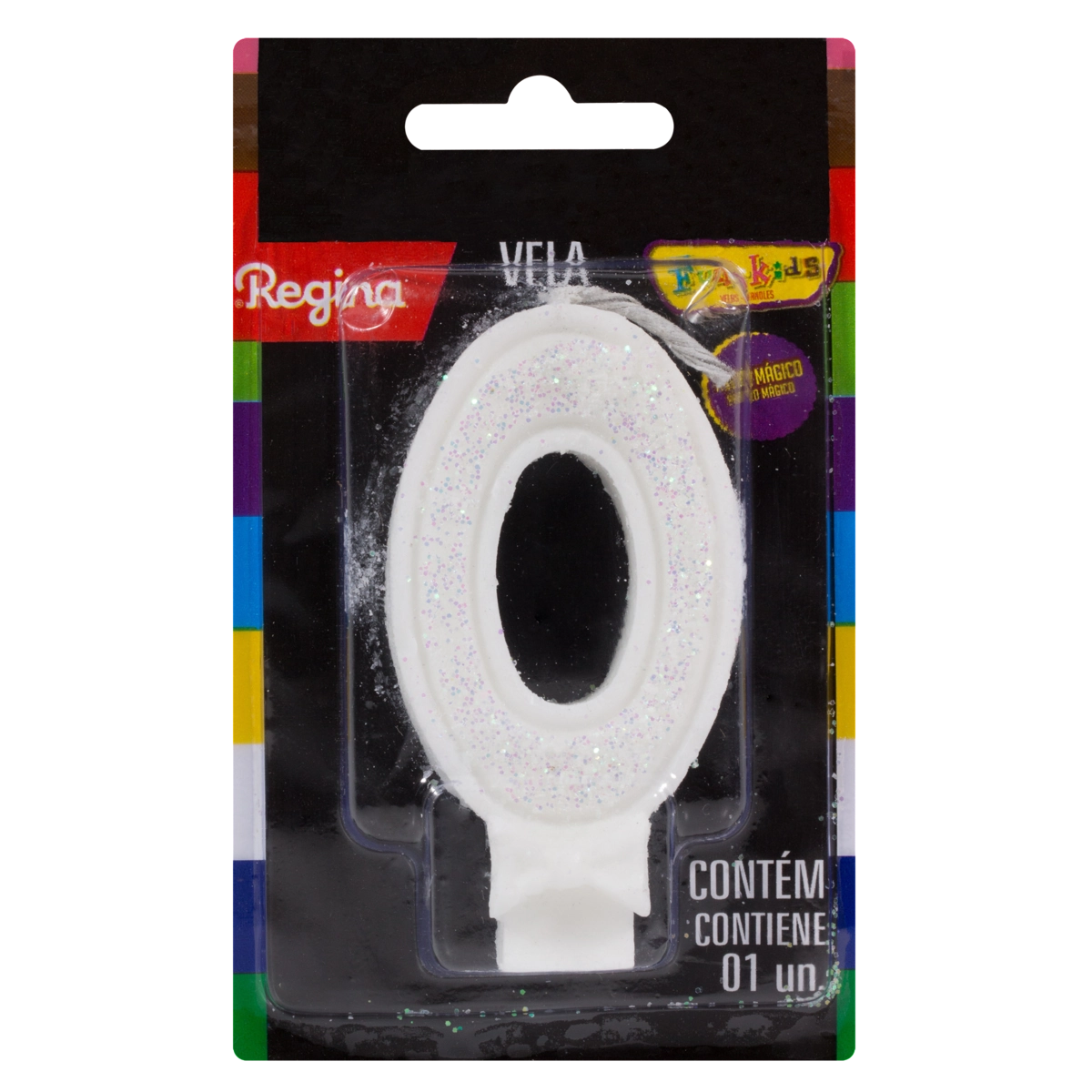 Vela De Aniversário Branca N 0 Super Glitter Regina Cartela