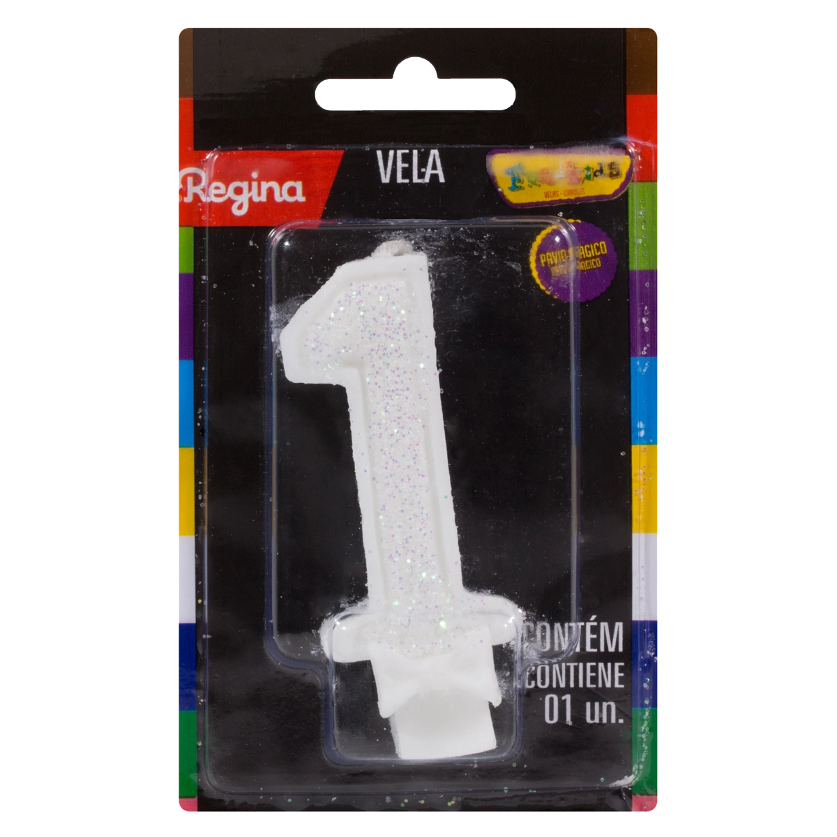 Vela De Aniversário Branca N 1 Super Glitter Regina Cartela
