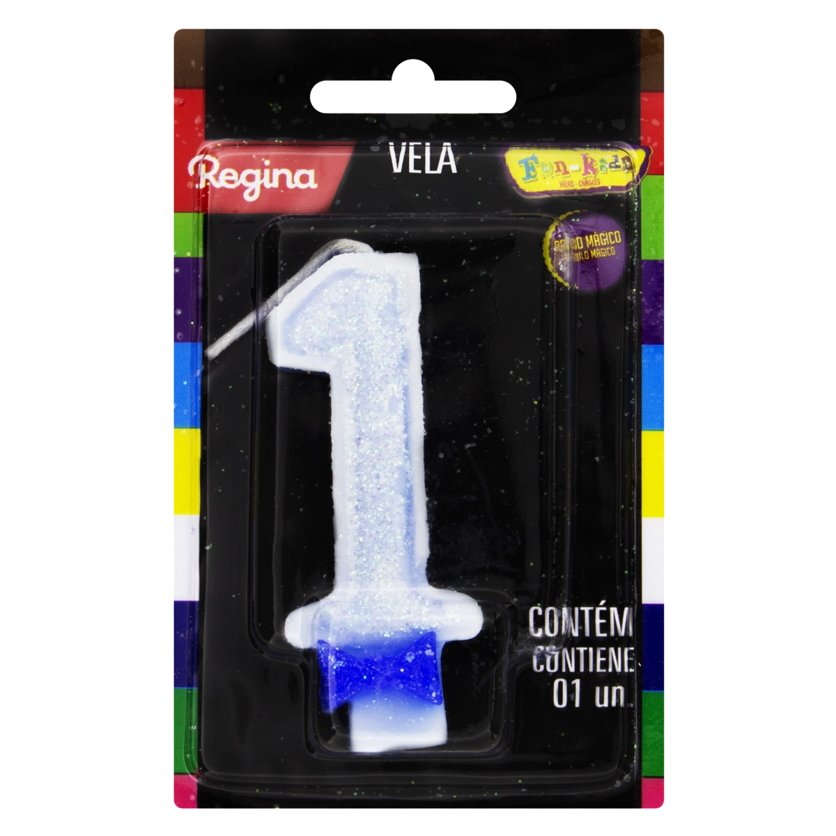 Vela De Aniversário Com Glitter Azul N 1 Regina