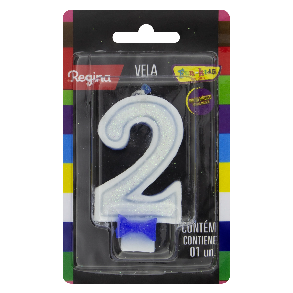 Vela De Aniversário Com Glitter Azul N 2 Regina