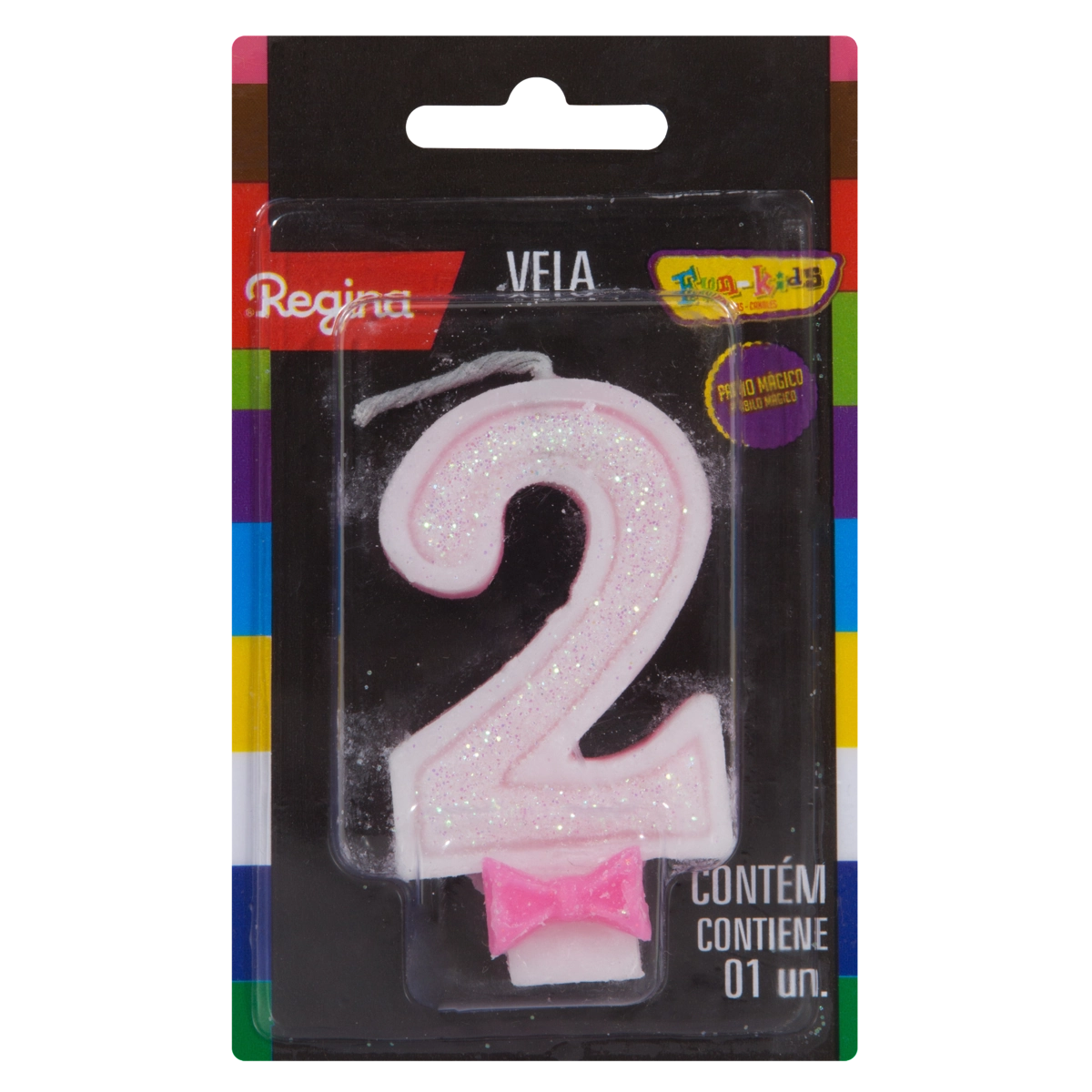 Vela De Aniversário Rosa N 2 Super Glitter Regina Cartela