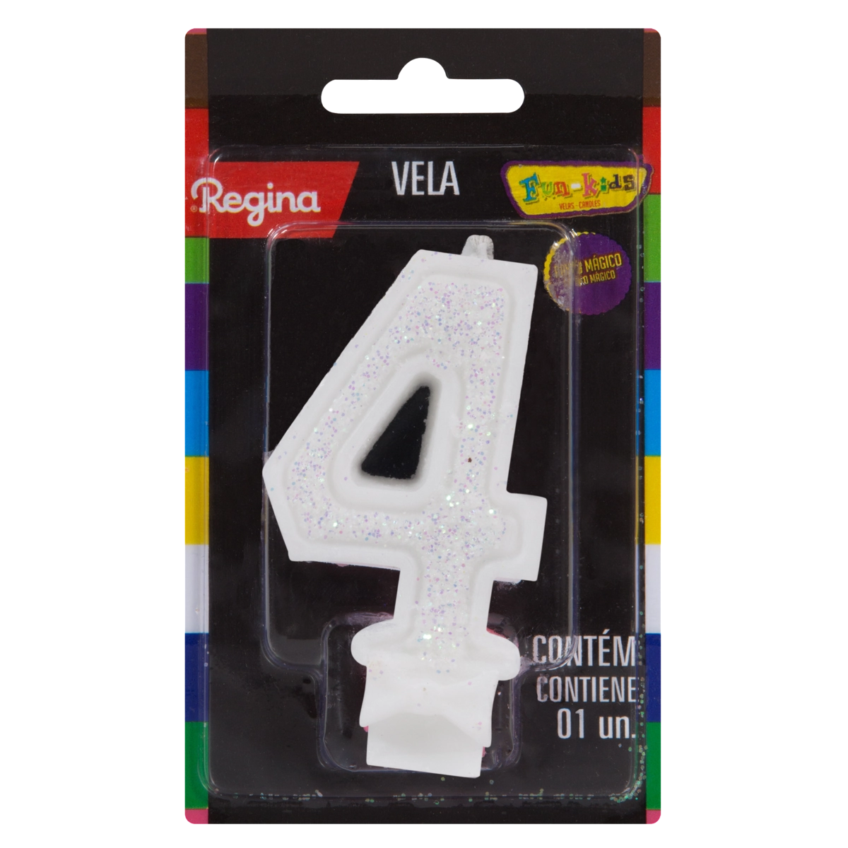 Vela De Aniversário Branca N 4 Super Glitter Regina Cartela
