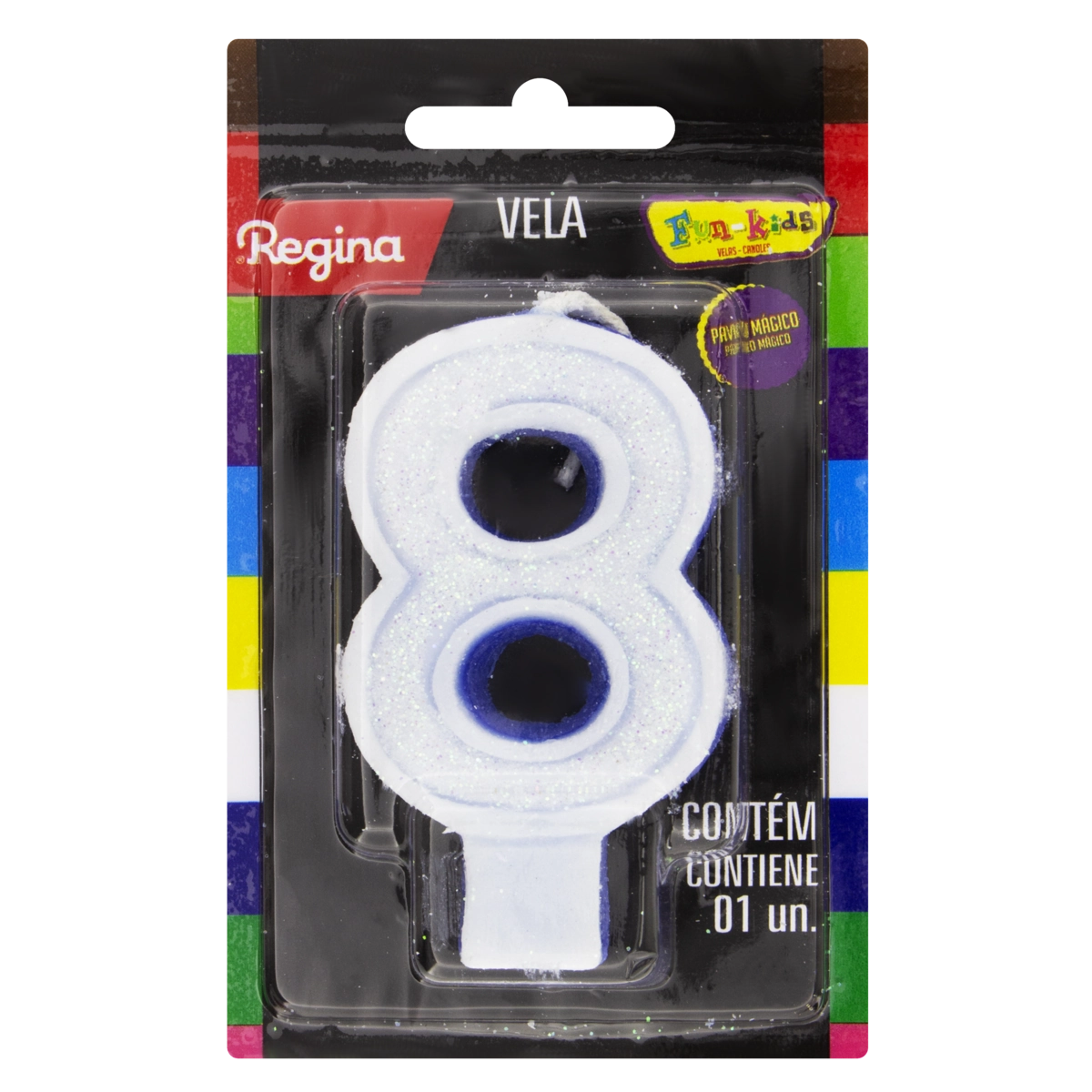 Vela De Aniversário Com Glitter Azul N 8 Regina