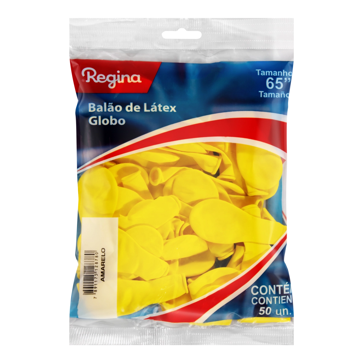 Balão Amarelo Látex Regina 65 Pacote 50 Unidades